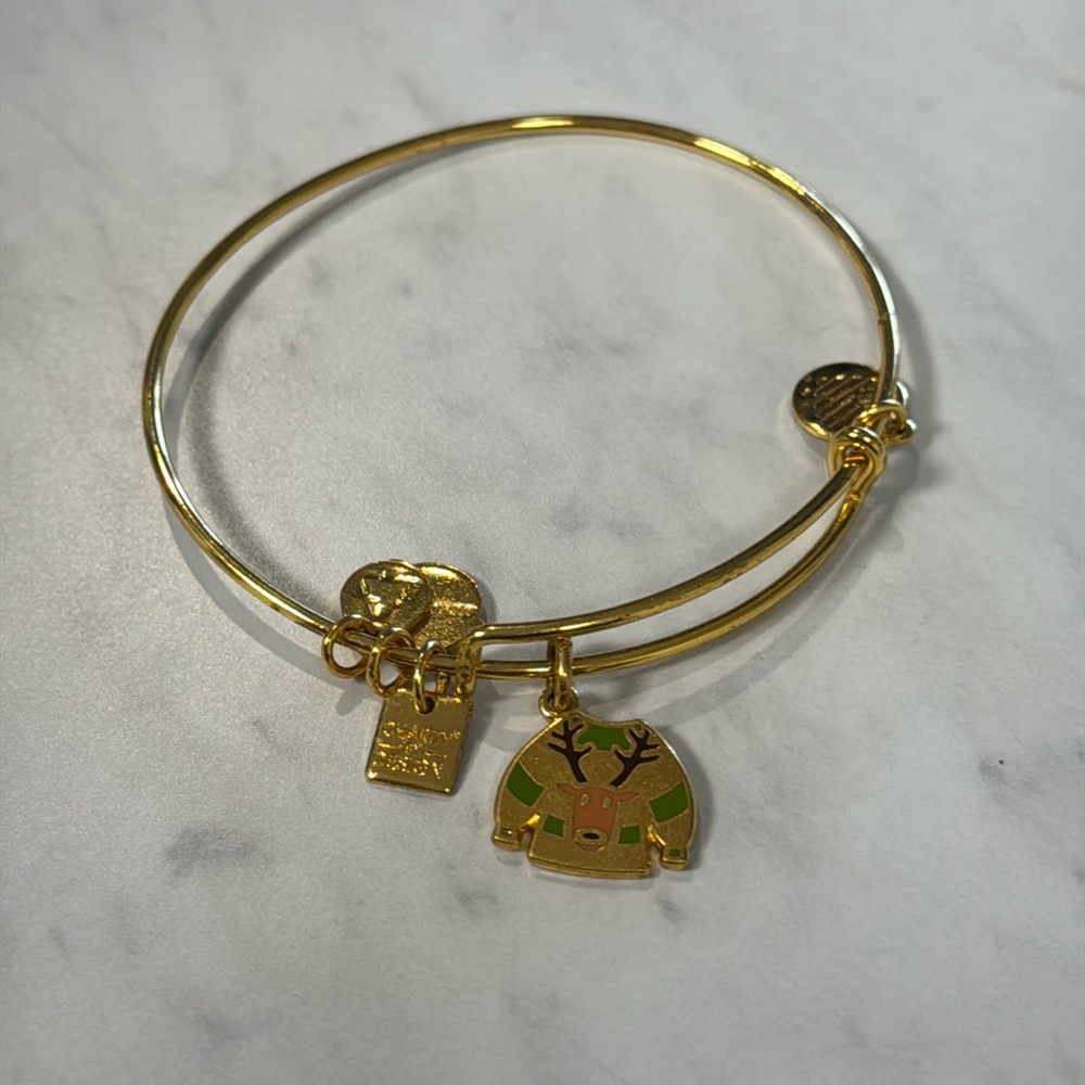 Tacky Christmas sweater, Alex and Ani bracelet